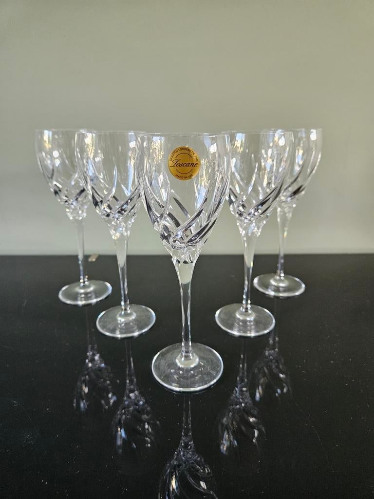 Set van 5 Toscane kristallen wijnglazen, portglazen, Ophalen of Verzenden, Zo goed als nieuw, Overige typen