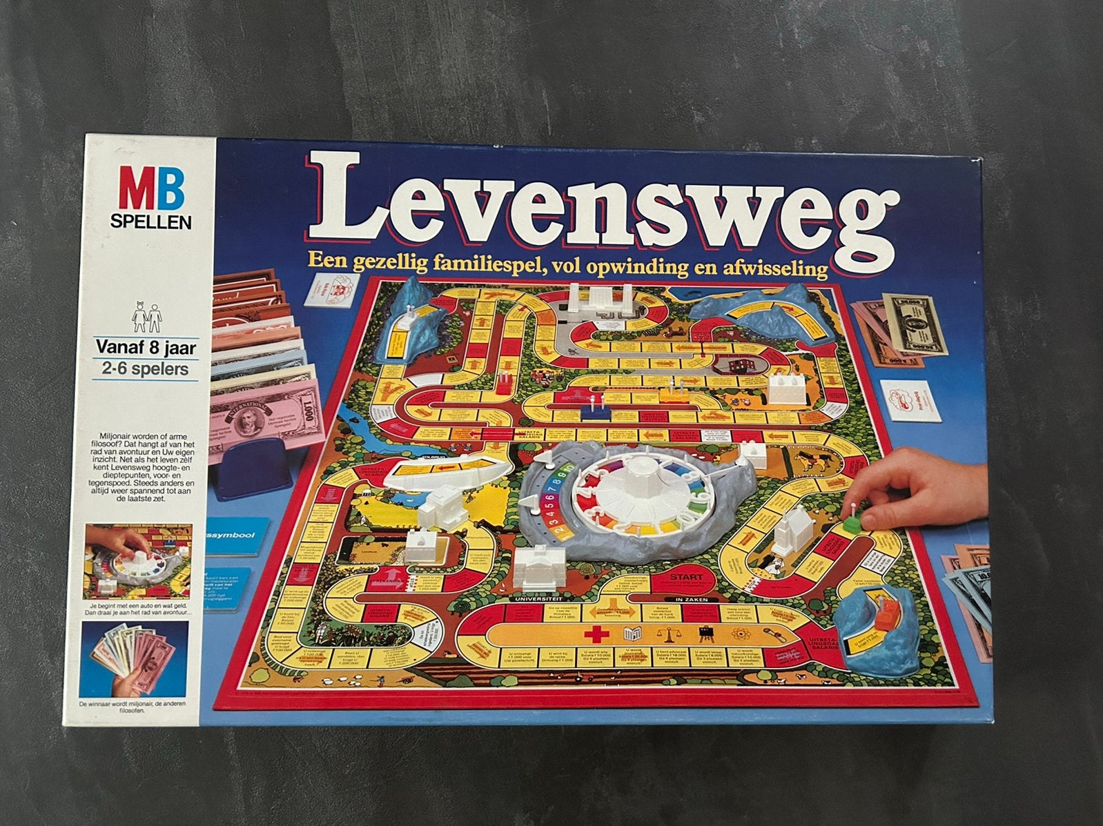 Vintage Levensweg MB ( Nieuwstaat! ) ( 1985 ), Hobby en Vrije tijd, Gezelschapsspellen | Bordspellen, Ophalen of Verzenden, Zo goed als nieuw