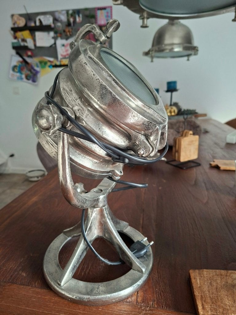 Industriële Tafellamp - Zilverkleurig Metaal, Huis en Inrichting, Ophalen, Gebruikt, Overige merken, 30 cm