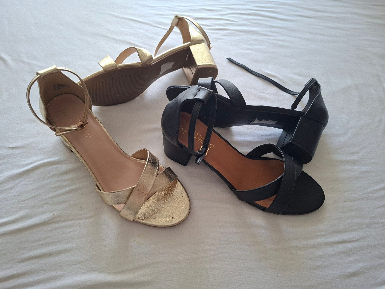 set Comfort Fit Sandalen Maat 41 - Zwart en Goud, Primark, Zo goed als nieuw, Sandalen of Muiltjes, Ophalen of Verzenden