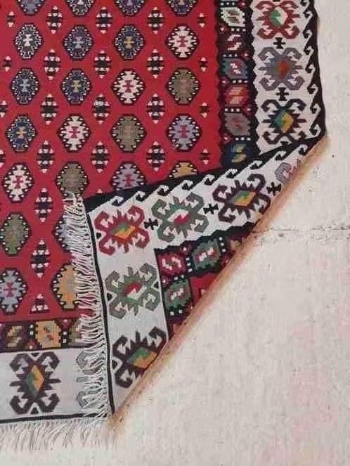 Kelim kleed traditioneel patroon en kleuren 210/107 cm, 100 tot 150 cm, Ophalen of Verzenden, Zo goed als nieuw, Mon Plaisir 19, Etten-Leur, Netherlands