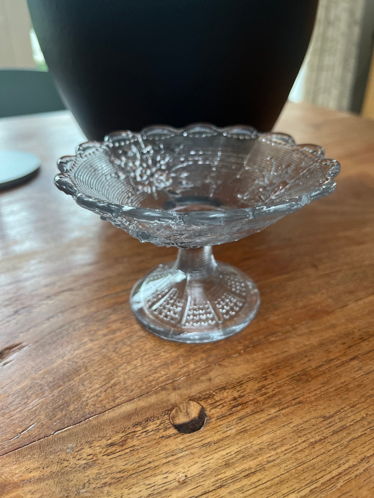 Vintage glazen schaaltje op voet, Antiek en Kunst, Ophalen of Verzenden