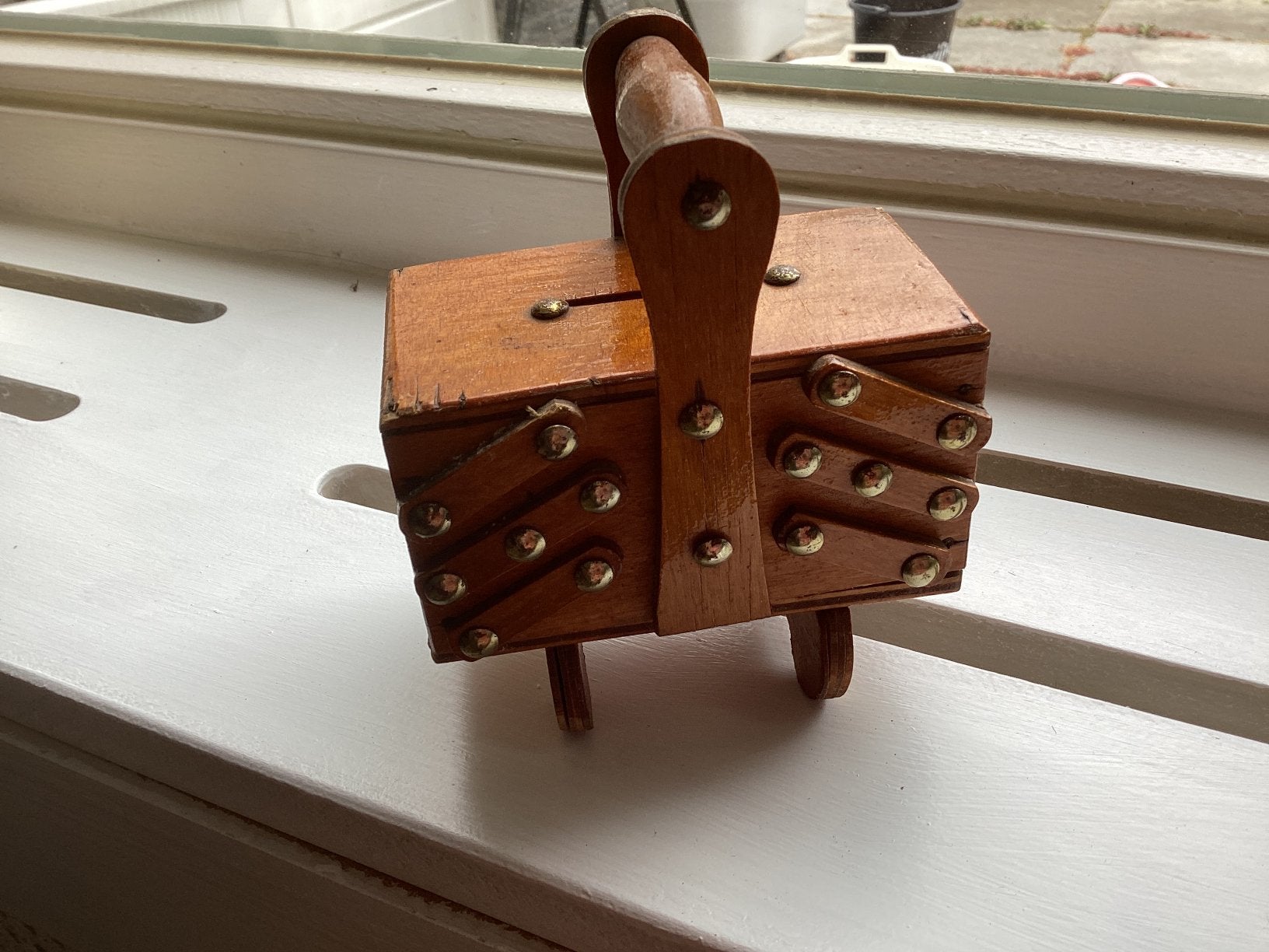Naaikistje hout spaarpot, Ophalen of Verzenden