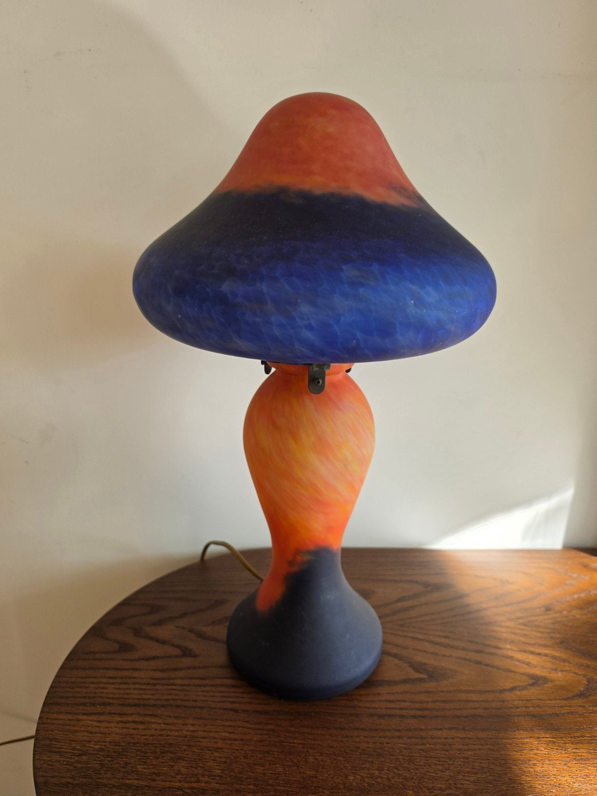 art de france tafellamp pate de verre vintage mushroom lamp, Art deco, Oranje, Ophalen of Verzenden, Glas