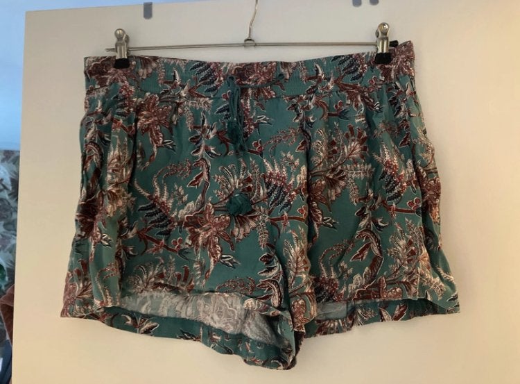 Korte boho broek petrol turquoise wijnrood viscose L/ XL, Maat 38/40 (M), Kort, Zwart, Ophalen of Verzenden