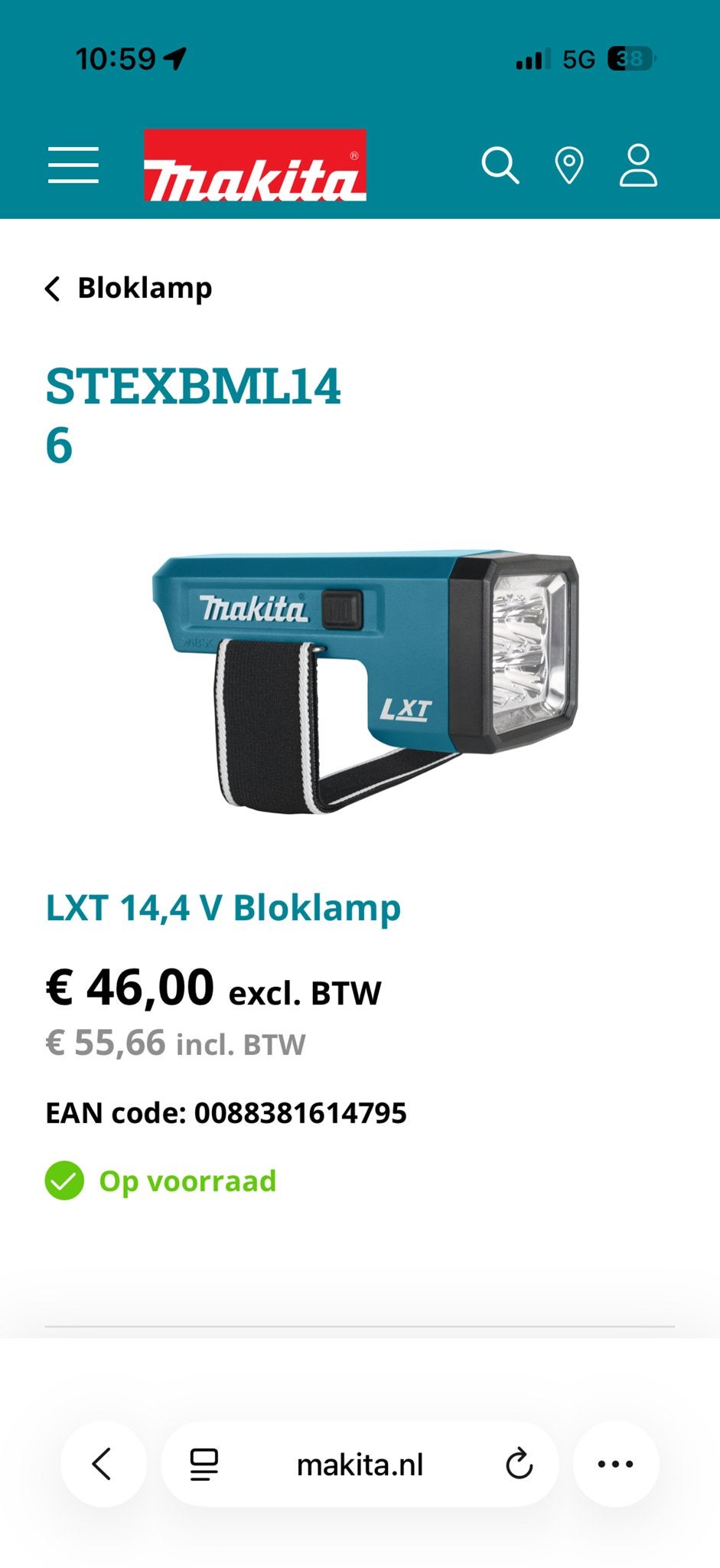 Makita Bloklamp BML146 14.4V LXT - Nieuw in doos, Ophalen of Verzenden, Nieuw