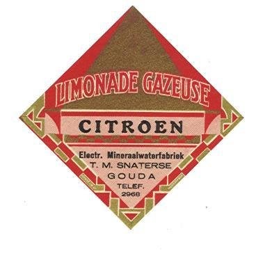 Oud Limonade etiket T.M. Snaterse Gouda, Citroen (03), Verzamelen, Ophalen, Nieuw, Overige typen