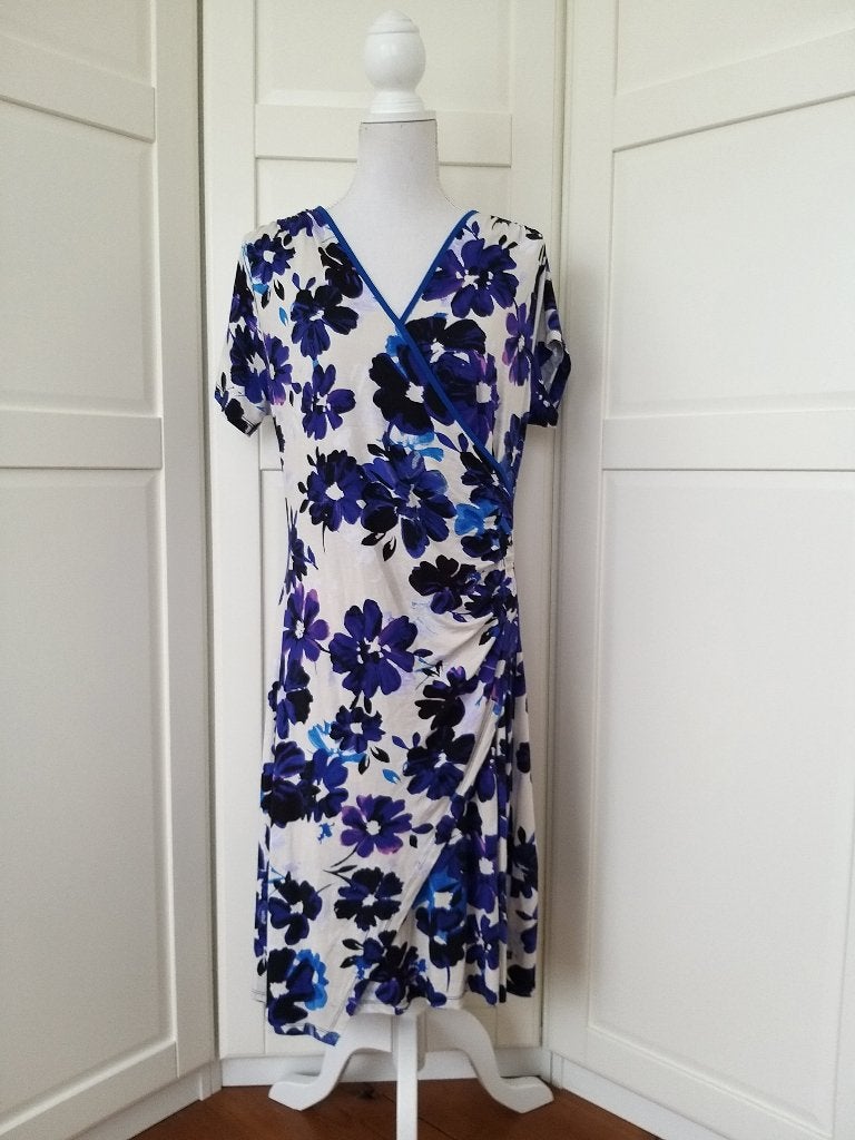 Angelle Milan floral bloemen jurk, maat XXL (valt als L), Angelle Milan, Wit, Maat 46/48 (XL) of groter, Ophalen of Verzenden