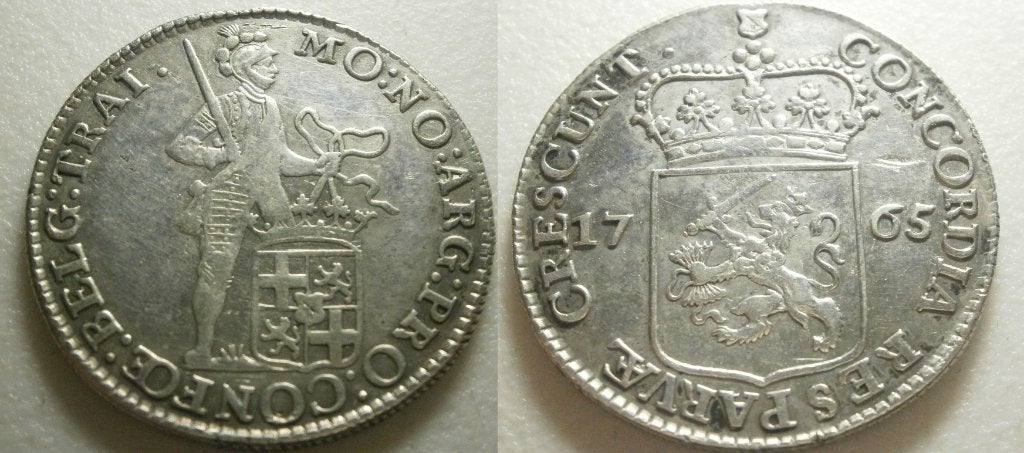 Utrecht ½ Dukaat zilver 1765 kabelrand, Vóór koninkrijk, Zilver, Ophalen of Verzenden, Losse munt