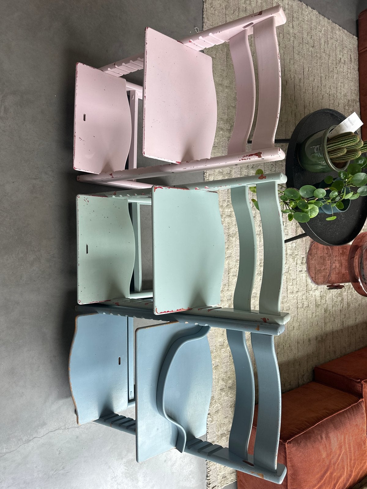 Set van 3 Tripp trapp stoelen, diverse kleuren, Ophalen, Gebruikt, Meegroeistoel