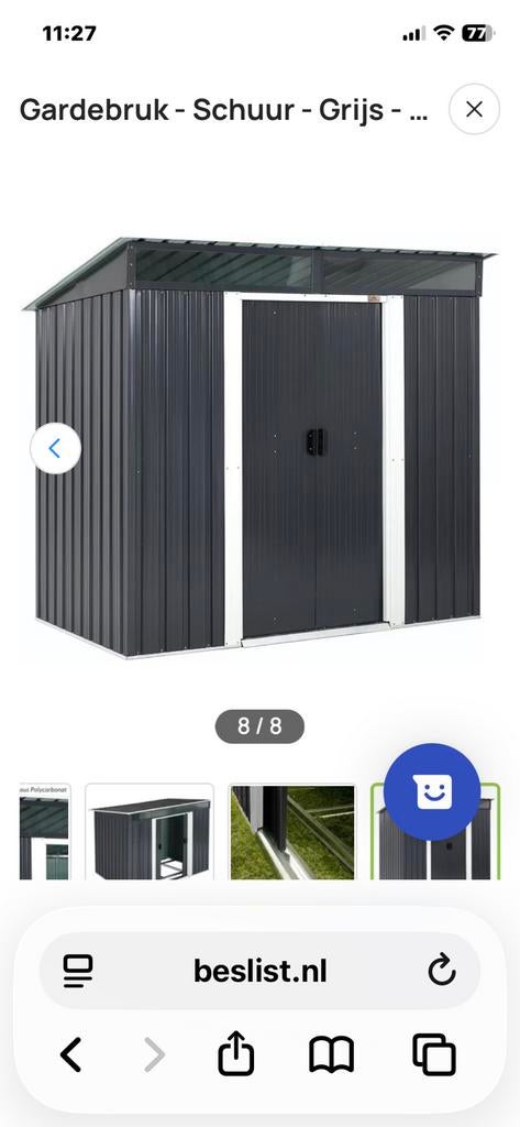 schuurje tuinhuisje antraciet metaal, Tuin en Terras, Tuinhuizen, Minder dan 250 cm, Overige typen, Nieuw, Ophalen of Verzenden