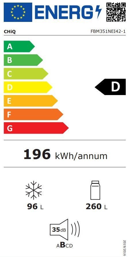 CHiQ koelkast FBM351NEI42 - 356 Liter - No Frost, 200 liter of meer, Info@witgoedservicecc.nl, Nieuw, ChiQ - Witgoed Service C.C.