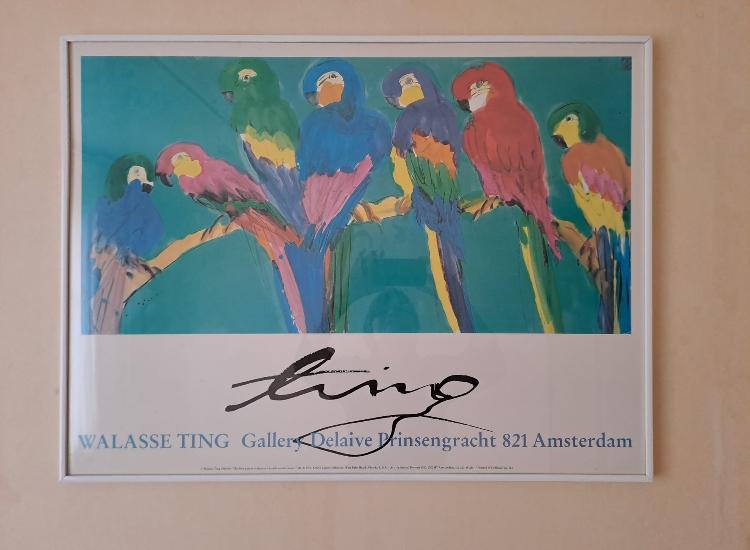 Walasse Ting papegaaien poster met lijst, Ophalen of Verzenden