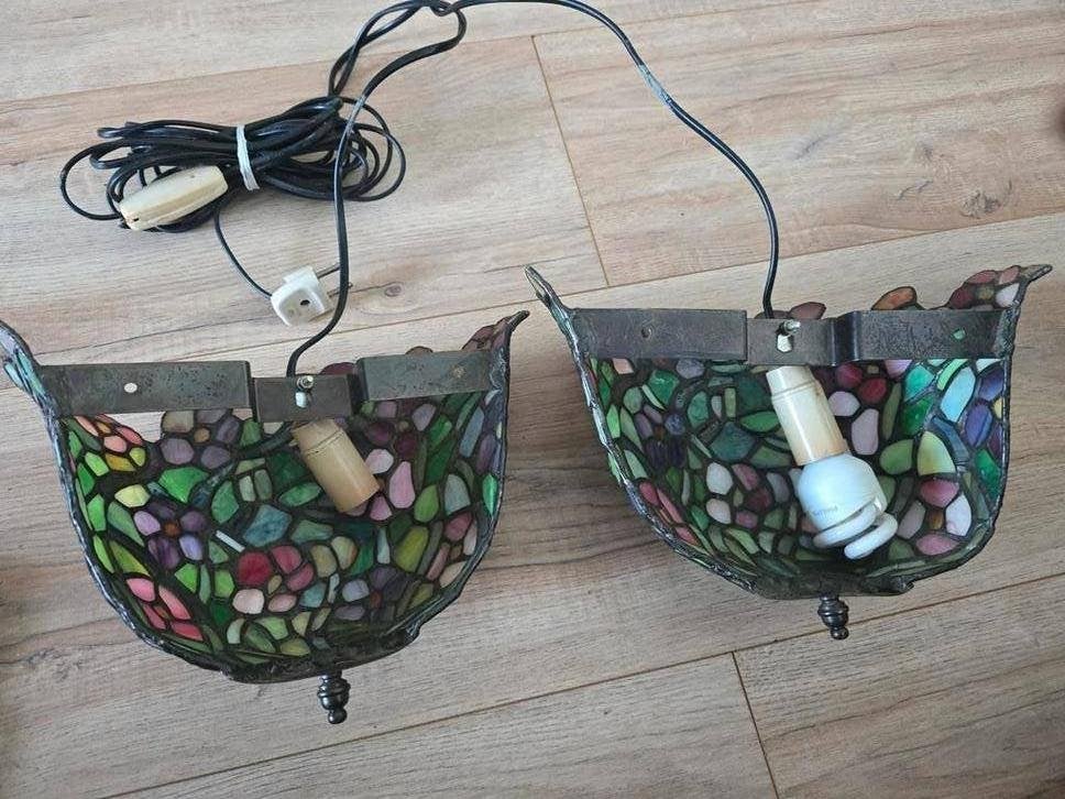 Tiffany stijl muurlampen – handgemaakt glas-in-lood – 2x, E14 (klein), Meerkleurig, Ophalen of Verzenden, Glas