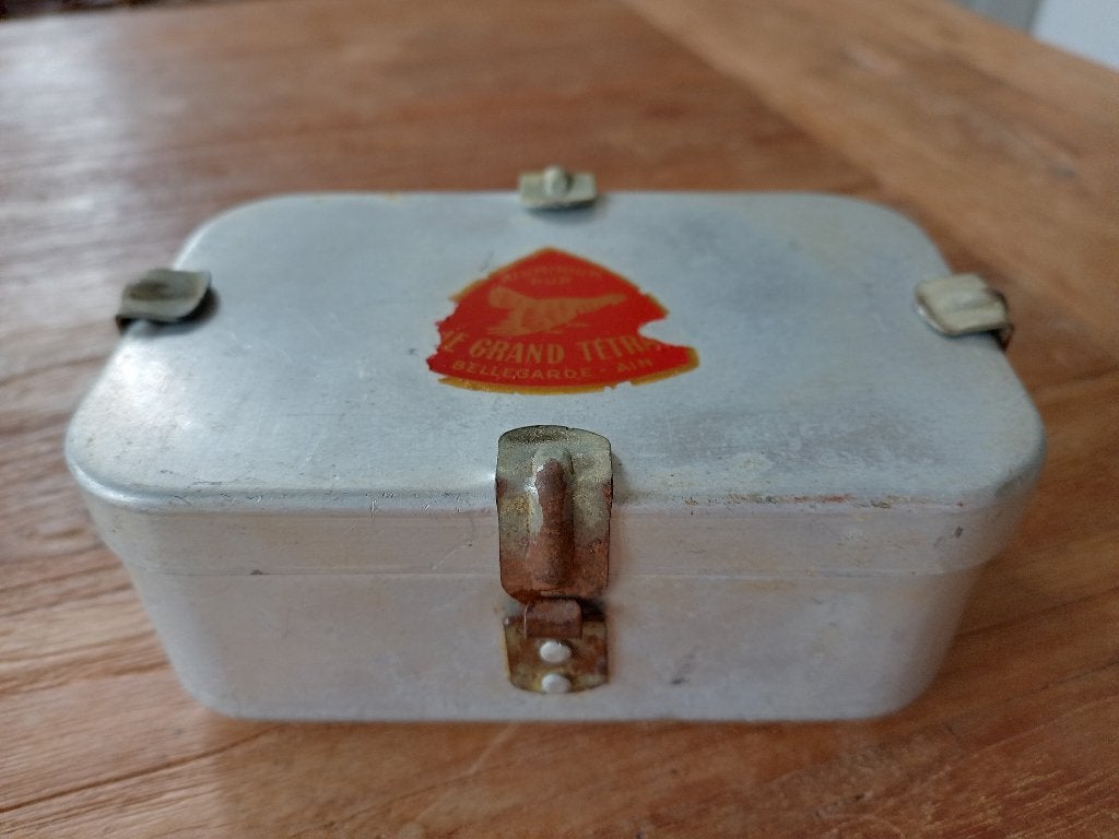 vintage Frans aluminium etenswaren/lunchbakje, Caravans en Kamperen, Kampeeraccessoires, Ophalen of Verzenden, Gebruikt