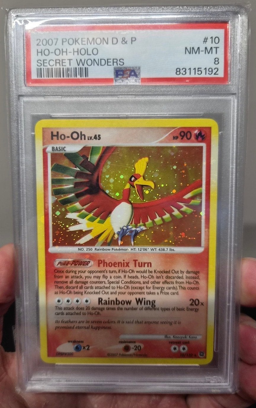 Ho-Oh #10 | PSA 8 | Secret Wonders | Pokémon Kaart, Ophalen of Verzenden, Zo goed als nieuw, Losse kaart, Foil