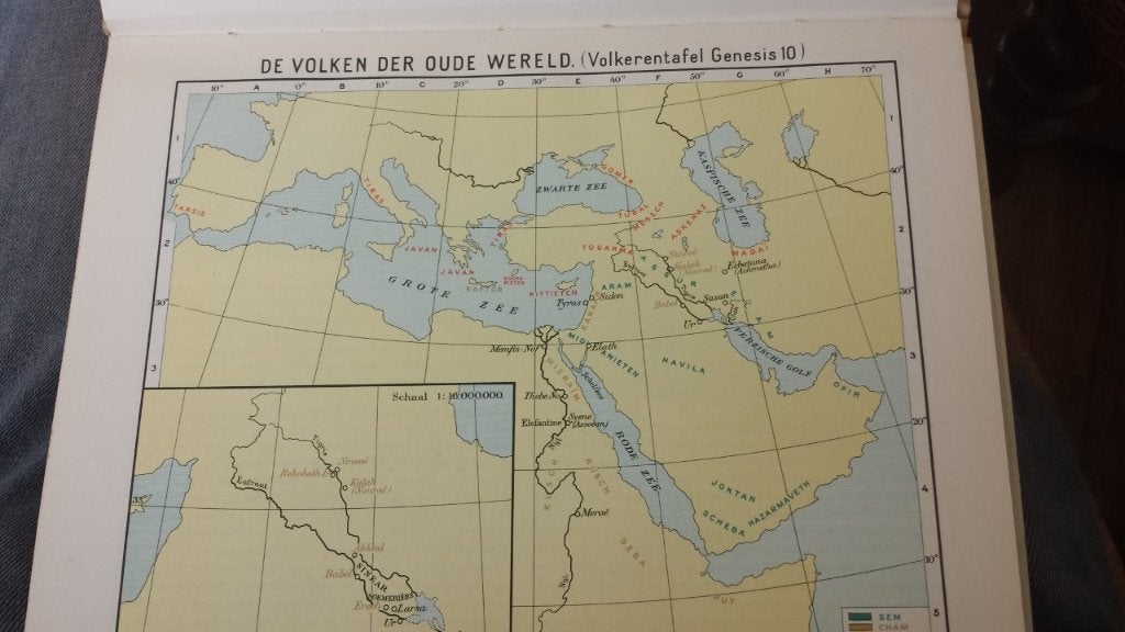 Bijbelse Landen Kaart/Beeld-Schoolatlas Bijbelse Gesch 1962, Boeken, Overige atlassen, 1800 tot 2000, Wereld, Ophalen
