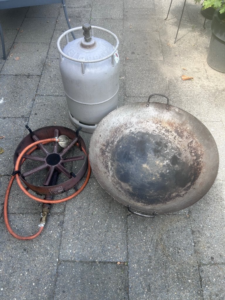 wadjang/ wok brander + gasfles, Ophalen, Gebruikt