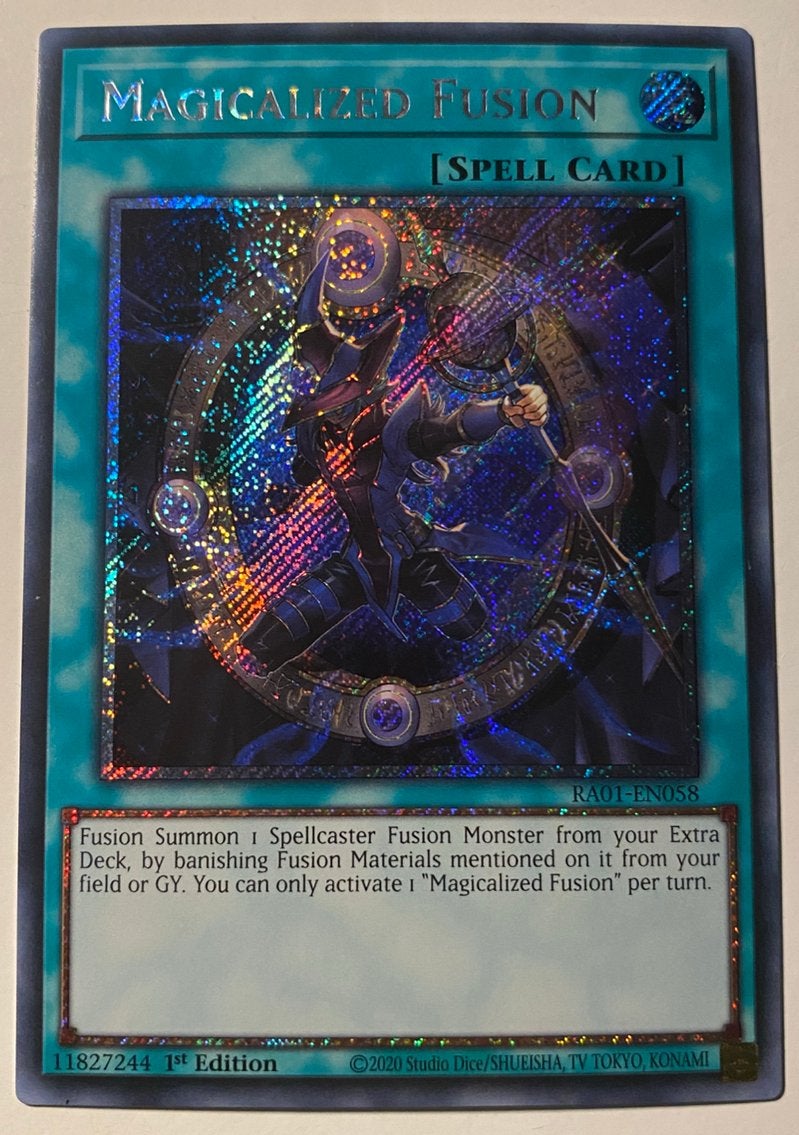Yu-Gi-Oh! Magicalized Fusion RA01 1st Edition !, Ophalen of Verzenden, Zo goed als nieuw, Losse kaart, Foil