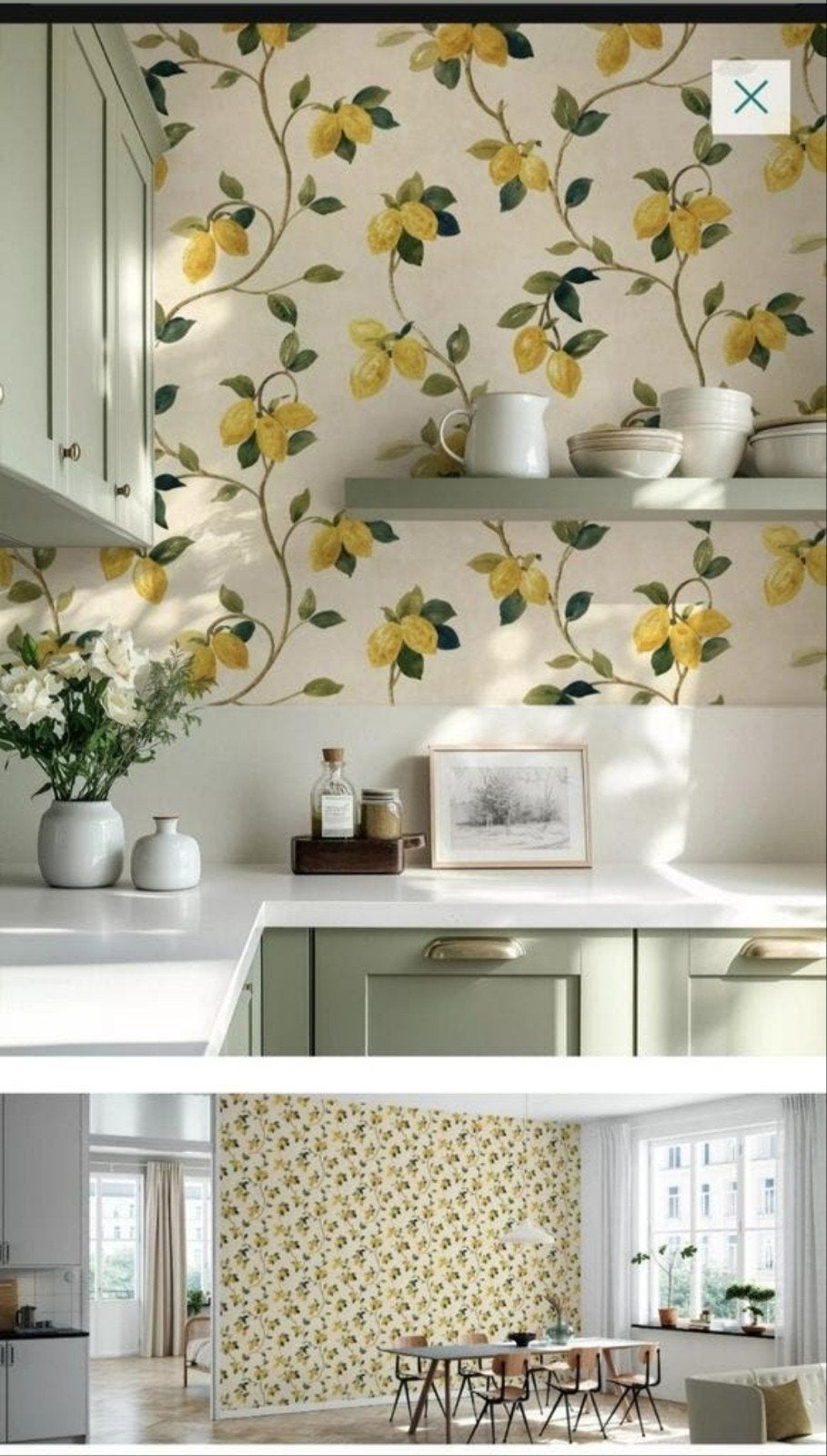 Nieuw Photowall behang: lemon & beige, peel and stick, Verzenden, Geel