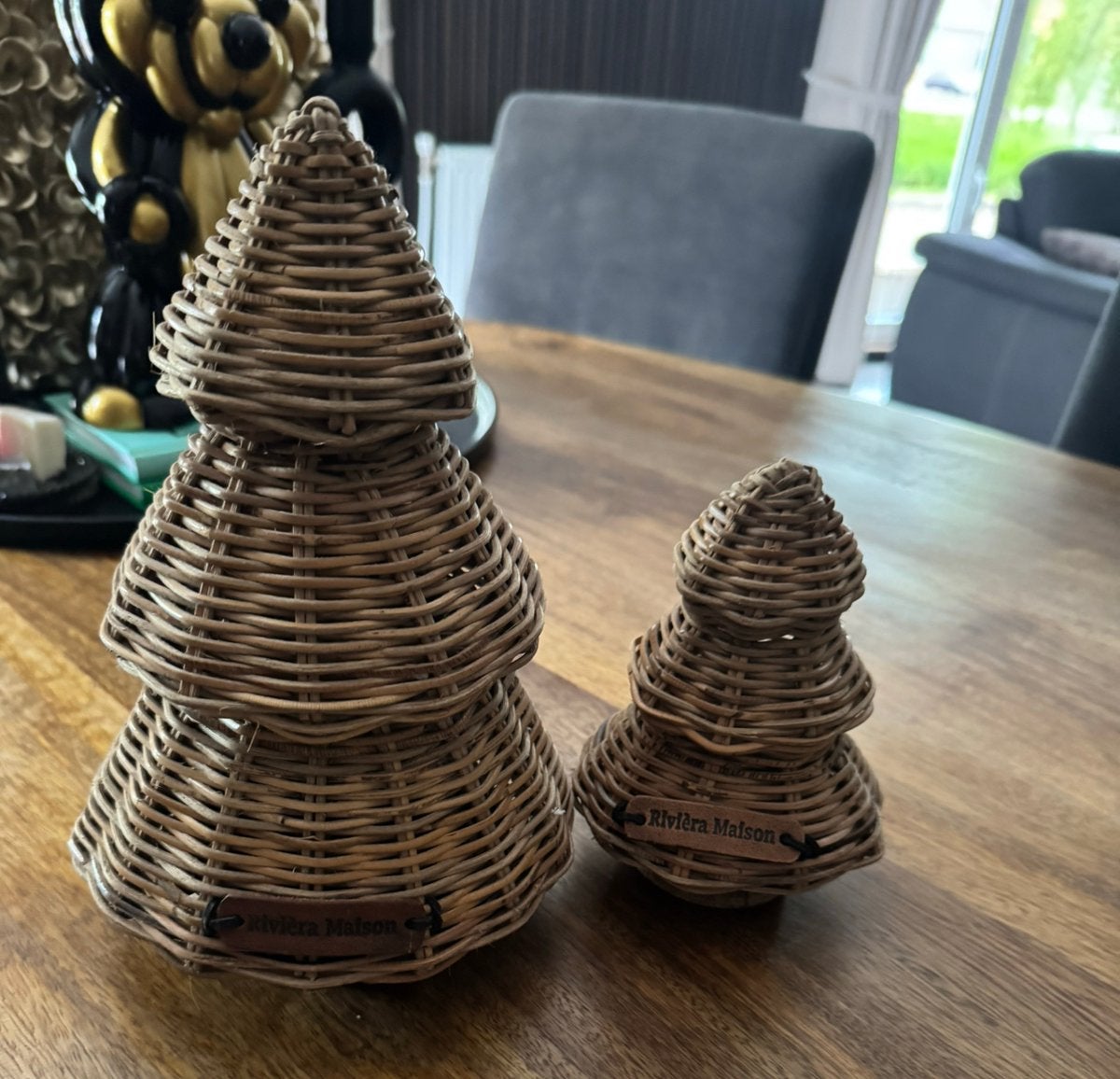 2 Riviera Maison rattan kerstbomen, Ophalen of Verzenden, Zo goed als nieuw, Rond, Riet