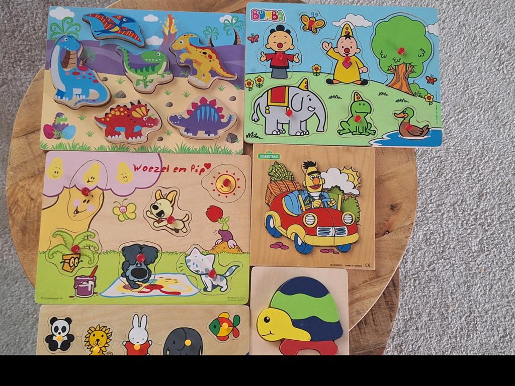 Houten puzzels, Kinderen en Baby's, Speelgoed | Kinderpuzzels, Ophalen of Verzenden, Minder dan 10 stukjes, Gebruikt, 6 maanden tot 2 jaar