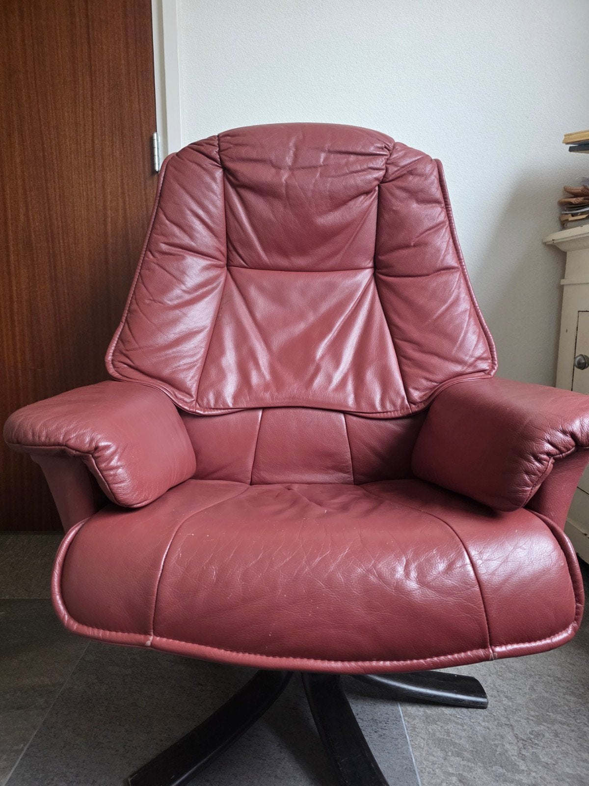 Comfortabele leren fauteuil - Roodbruin, Ophalen, Gebruikt, Modern comfort, Leer