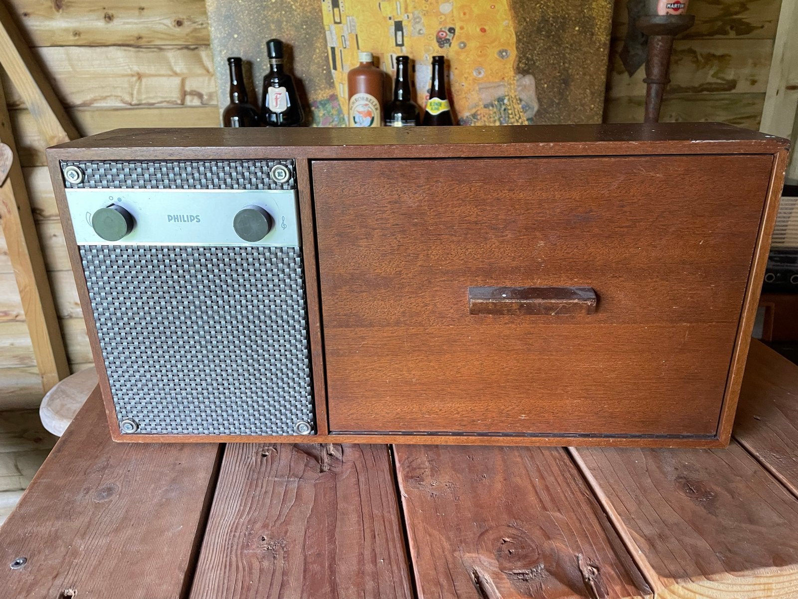 Vintage Philips Platenspeler AG 4100 met ingebouwde speaker, Ophalen, Gebruikt, Platenspeler, Philips