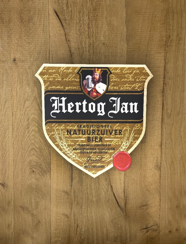 Reclamebord Hertog Jan bier logoschild etiket, 40x40 cm, Verzamelen, Ophalen of Verzenden, Nieuw, Reclamebord, Plaat of Schild