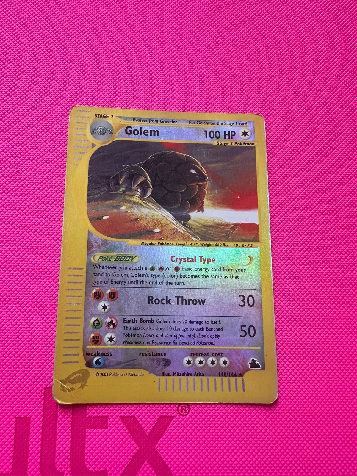 Golem 148/144 Skyridge reverse holo, Ophalen, Gebruikt, Losse kaart, Foil