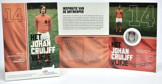 Johan Cruijff Vijfje 2017 Zilver Proof, Verzamelen, Ophalen of Verzenden, Nieuw, Ajax, Overige typen
