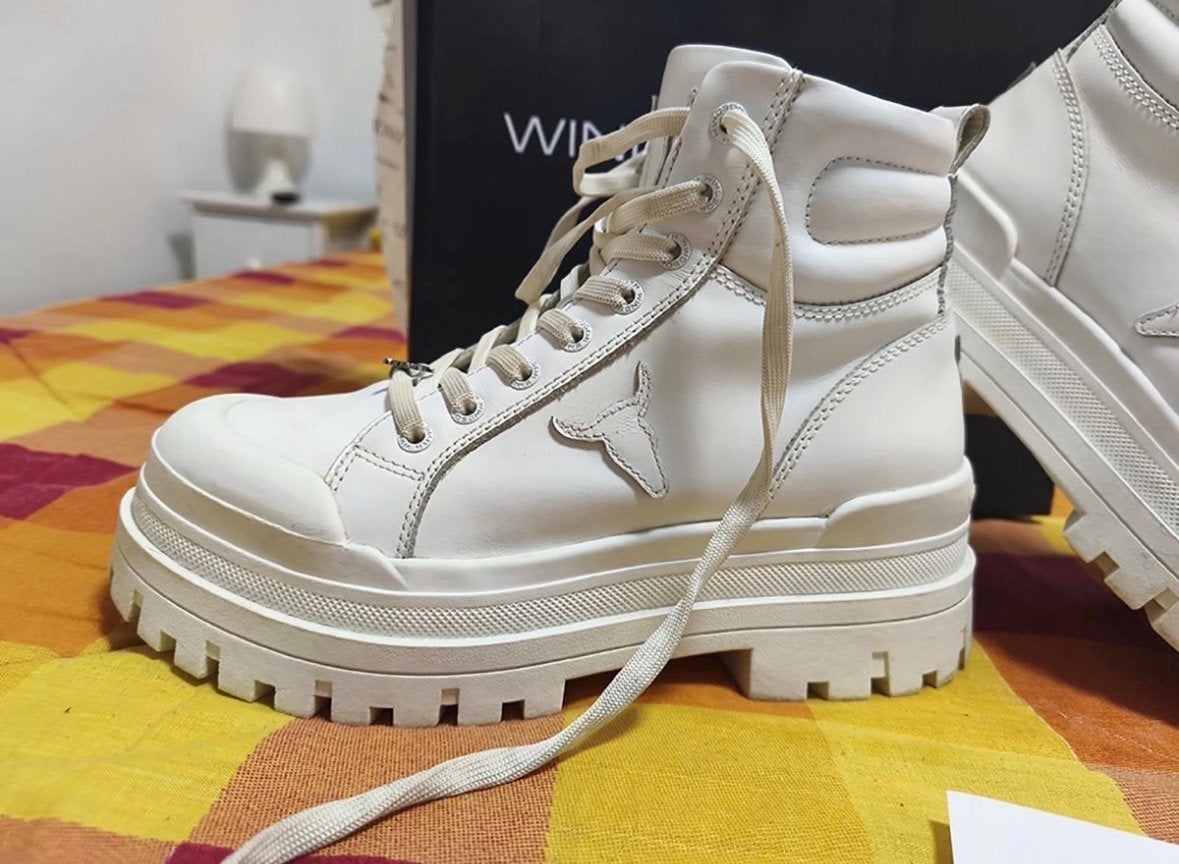 Witte Windsor Smith plateau boots mt 40 leer, Wit, Lage of Enkellaarzen, Ophalen of Verzenden, Zo goed als nieuw