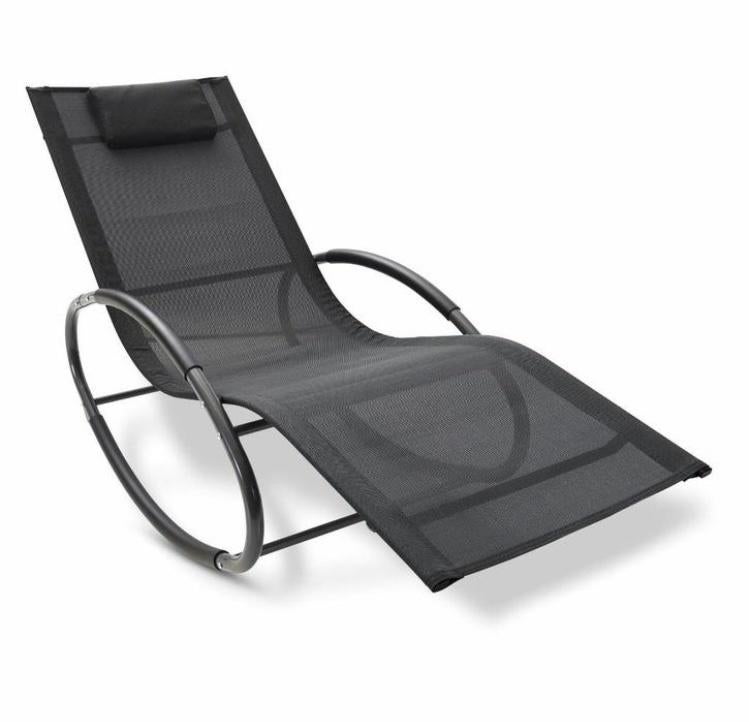 Zwarte schommelstoel met ergonomische vormgeving, Ophalen, Nieuw, Metaal
