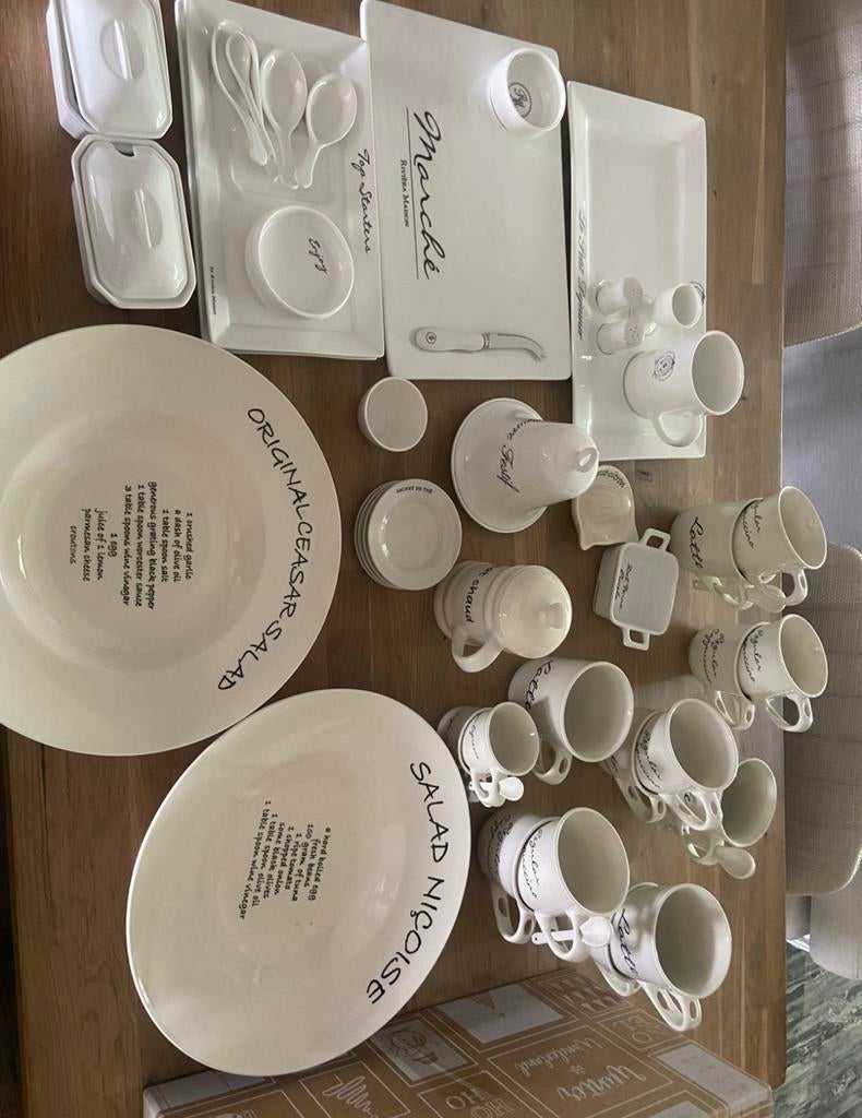 Riviera maison servies bekers, borden ontbijtset schaal, Ophalen