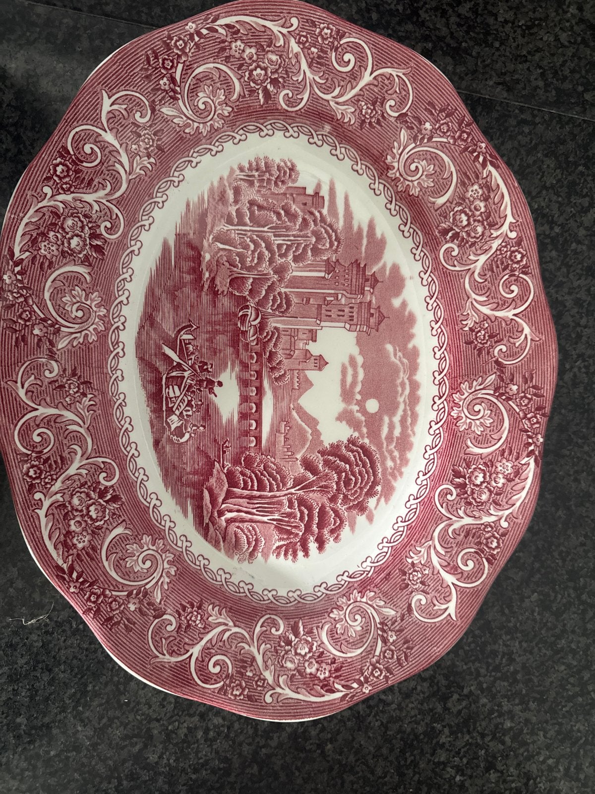 Antiek Staffordshire Ironstone Bord - 'River Scene Canterbur, Ophalen