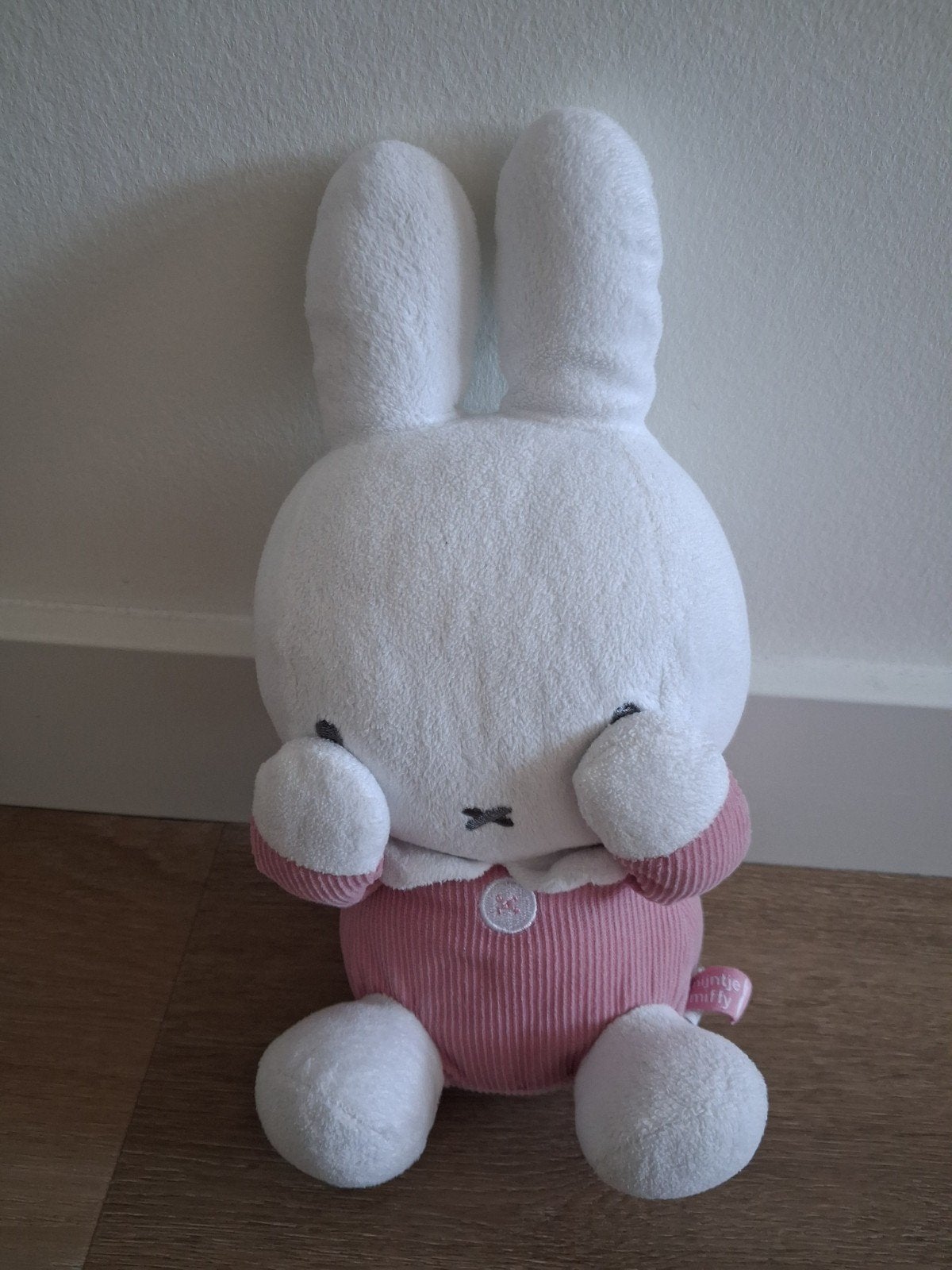 Knuffel Nijntje handen voor ogen oud roze rib 27 cm L1791, Ophalen of Verzenden, Zo goed als nieuw, Konijn
