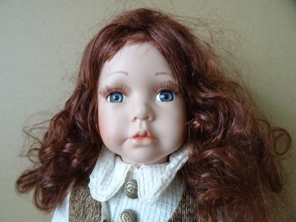 Vintage pop porseleinen pop 50cm pop Leonardo Collection ?, Gebruikt, Ophalen of Verzenden, Onbekend, Pop