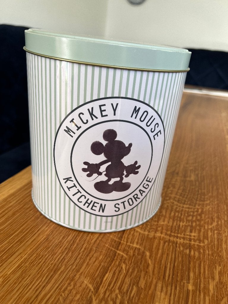 Groot Mickey Mouse kitchen storage groen gestreept blik zgan, Verzamelen, Blikken, Ophalen of Verzenden, Zo goed als nieuw, Overige