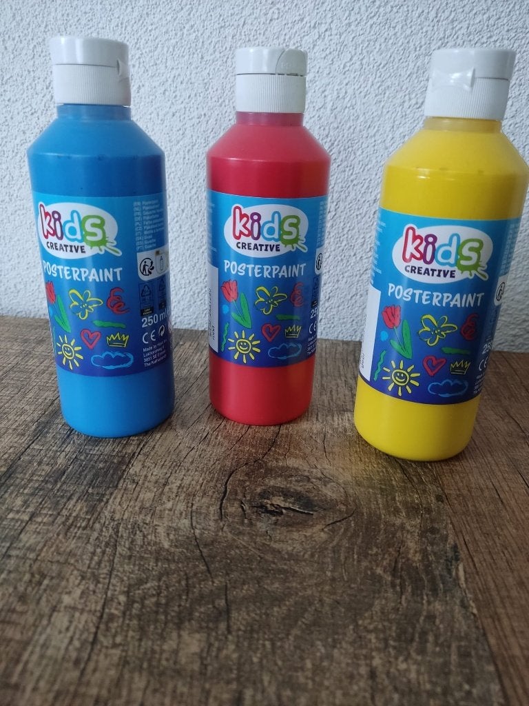 Plakaatverf rood, geel en blauw, Ophalen of Verzenden, Nieuw