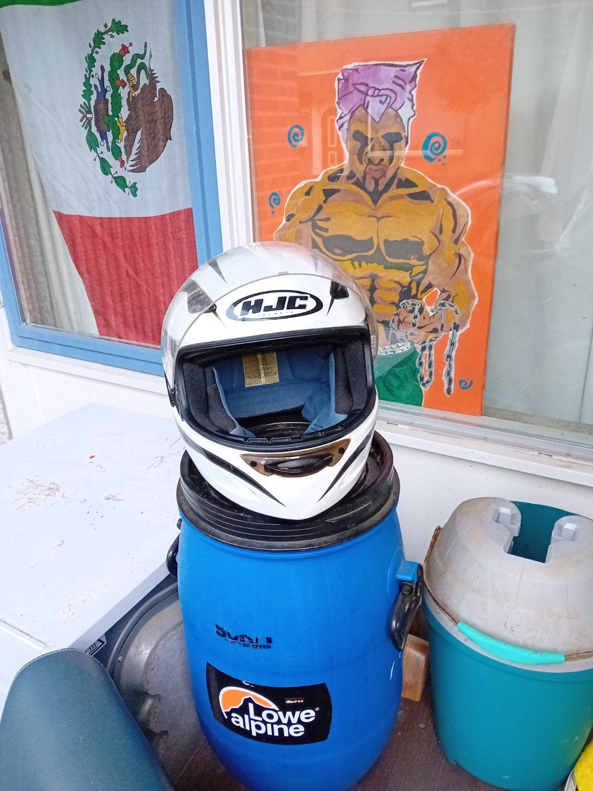 45euro hjc helm wolfbane wit, Motoren, Ophalen of Verzenden, Tweedehands, Integraalhelm, HJC