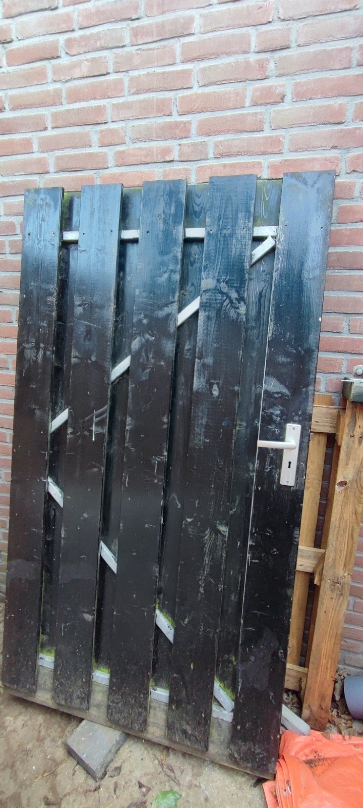 Poortdeur met metalen frame - 100x184 cm, Ophalen, Met poort, Gebruikt, Tuinhek