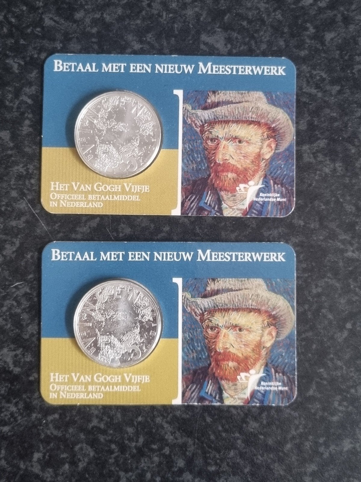 2x coincards 5euro vincent van gogh., Postzegels en Munten, Munten | Nederland, Ophalen of Verzenden, Koningin Beatrix, Euro's