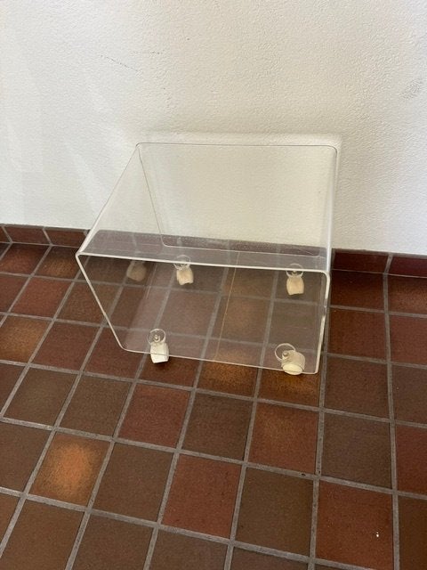 vintage design jaren 70 Lucite kunststof bijzettafel/trolley, Ophalen, Kunststof, Gebruikt, Vitra pastoe artifort gispen max sauze brutalist retro