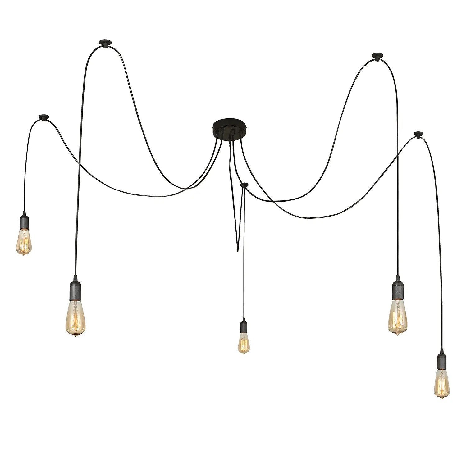 Spider hanglamp met 5 lichtpunten - Zwart, Kunststof, Nieuw, Industrieel, Modern, E27 (groot)