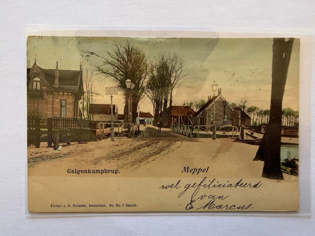 Oude Ansichtkaart Meppel, Galgenkampbrug (1920-1940), Verzamelen, Ophalen of Verzenden, 1920 tot 1940, Gelopen, Drenthe