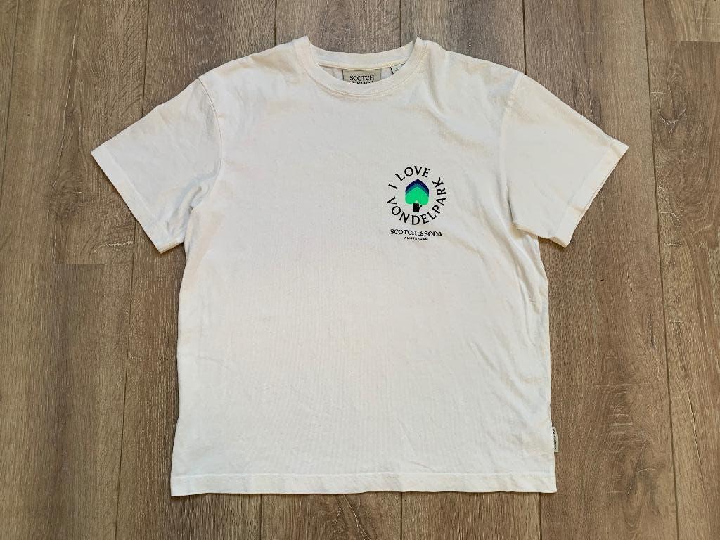 Scotch&Soda T-shirt wit met print zwart divers S/46, Kleding | Heren, Verzenden, Wit, Zo goed als nieuw, Scotch & Soda