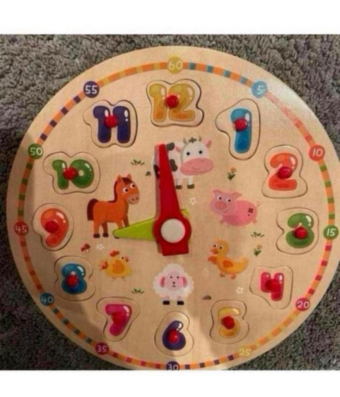 Nieuwe Houten Klok Puzzel met Dieren en Nummers, Ophalen of Verzenden, Nieuw, Puzzelen