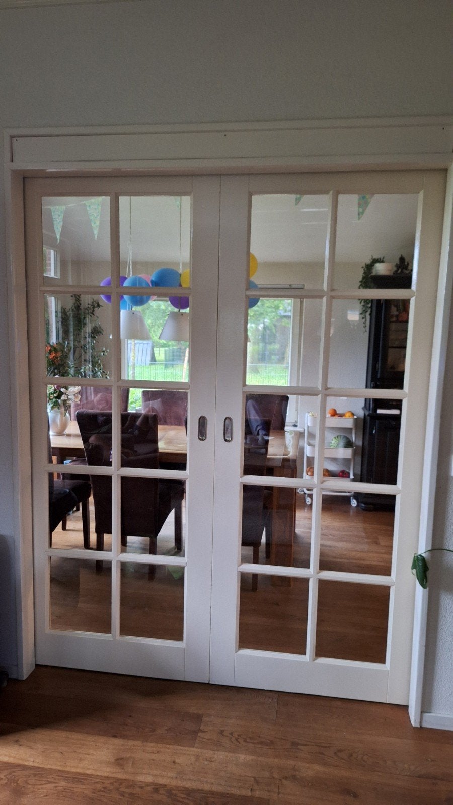 Set van 2 schuifdeuren met glas, 83x210 cm, Ophalen, Gebruikt, 80 tot 100 cm, Binnendeur