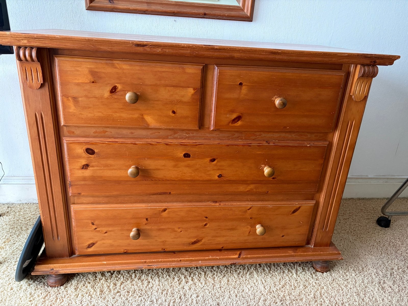 Houten Commode met 4 Laden - Rustieke Stijl, Ophalen, Gebruikt, 100 tot 150 cm, 3 of 4 laden