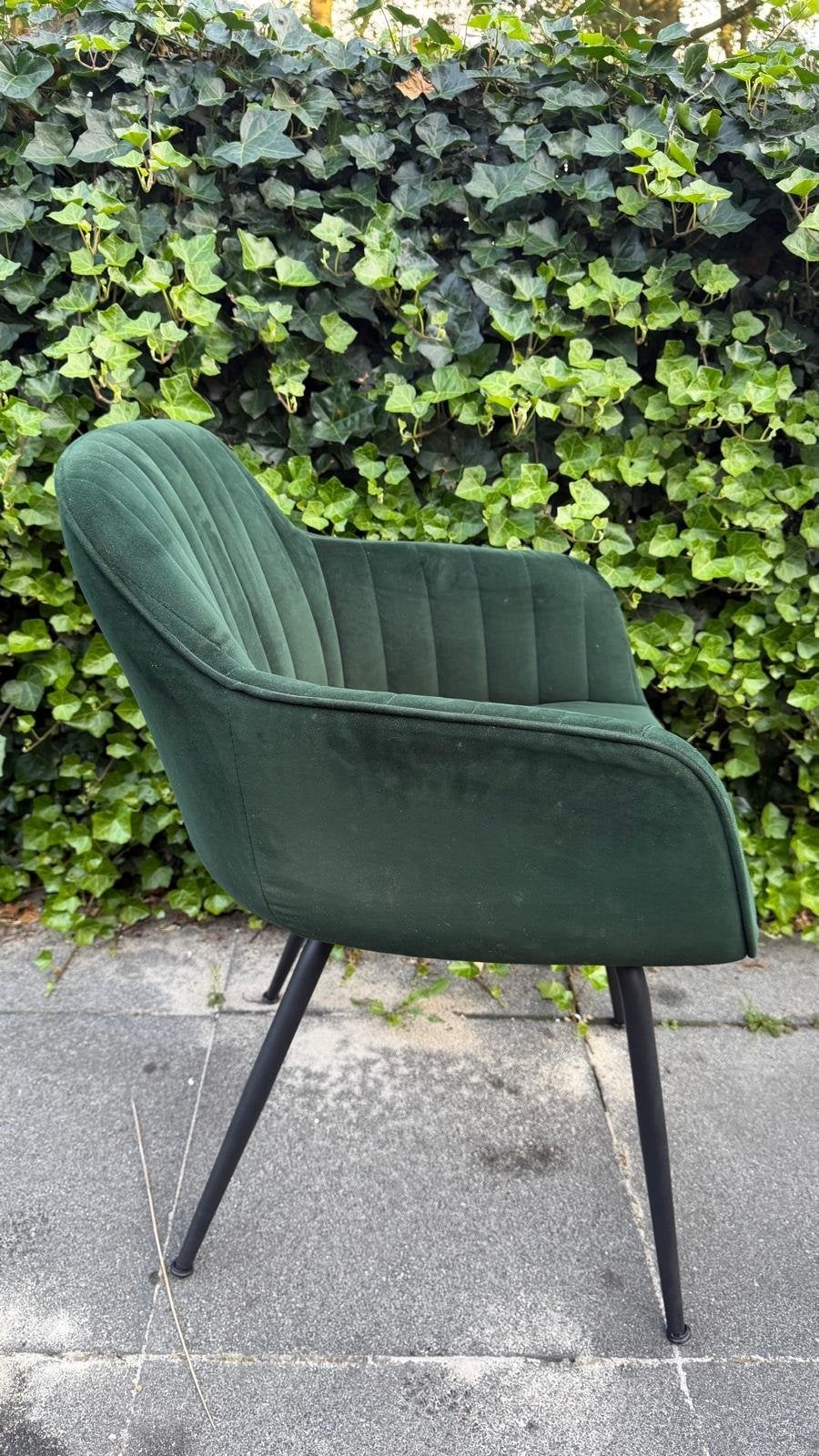 Stijlvolle Groene Fluweel Stoel - Zo goed als nieuw, Ophalen, Overige kleuren, Zo goed als nieuw, Eén